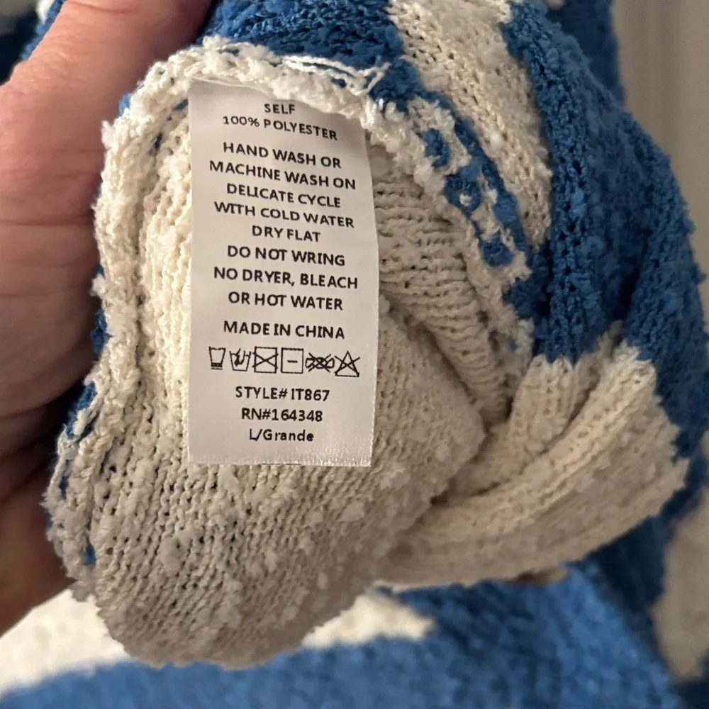 First Love Blue and White Striped Cardigan - Picture 3 of 4